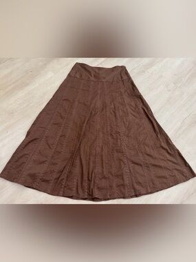 J. Jill Brown A-Line Skirt with Stitch Detail